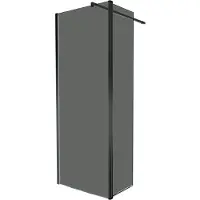 Balmani Move douche à l'italienne avec panneau latéral pivotant 90 x 200 cm verre fumé, avec coating, profil noir mat