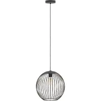 Eglo Suspension Almanzora, luminaire suspendu à une ampoule, idéal pour une table à manger, en métal noir et cuivre, pour salle à manger, culot E27, diamètre 32 cm
