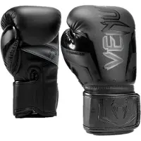 Venum Gants de boxe unisexes Elite Evo pour adultes, noir/noir, 340 g, US