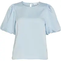 Vila Ellette Short Sleeve Blouse Bleu 34 Femme