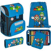 Scooli sac d'école EasyStart Schulranzen-Set 5 pièces Super Mario bleu