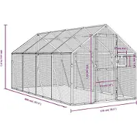 vidaXL Volière argentée 1,79x4x1,85 m aluminium