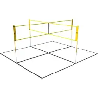 Toppy Sports Net - Set de jeux - 168 x 400 CM - 4 compartiments - Filet de volley-ball - Badminton - Foot-volley - Filet croisé - Noir/Jaune