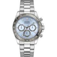 GUESS Montre à affichage analogique 'ARTHUR' bleu clair / argent