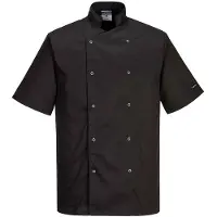 Portwest Veste de cuisine Cumbria manches courtes Noir XXL