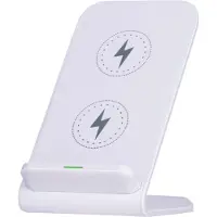 Grundig Support de téléphone portable Chargeur Qi 10W - Support de téléphone portable - Technologie de positionnement libre - Câble 1M inclus - Indicateur LED - Blanc