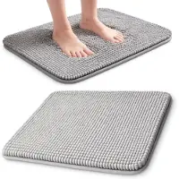 Luft Tapis de bain antidérapant - 60x40cm - Méga absorbant - Tapis de salle de bain - Tapis de douche - Tapis de toilette - Tapis de bain antidérapant - Gris - Très lourd