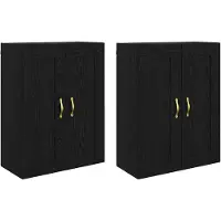 vidaXL Armoire murale, 2 pièces, noire, imitation chêne