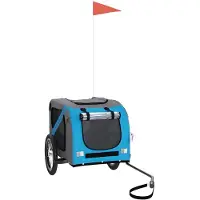 vidaXL Remorque pour vélo Chiens Bleu et gris Tissu Oxford et fer