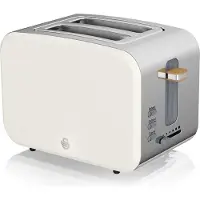 Swan ST14610WHTNEU Grille-pain fente large 2 disques 3 fonctions Design Nordic Blanc