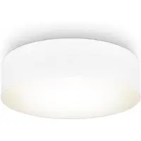 B.K.Licht plafonnier textile blanc éclairage plafond design moderne & sobre éclairage bureau, rond Ø38cm, 2 douilles E27, livré sans ampoules