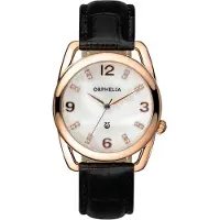Orphelia Ladies Watch Classic Glam Analogue Quartz Leather, Or, Noir, (Horloge analogique, 36 mm)
