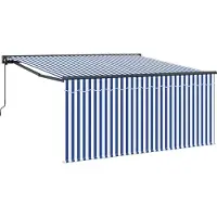 vidaXL , store enroulable, bleu et blanc, 350 x 250 cm