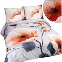 Darymex Linge de lit, satin de coton, haute qualité, Satynlove 200x220 12409 Fleurs orange