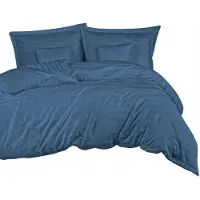 Darymex Literie en satin de coton et bambou (P) STRIPE CORNFLOWER/180x200 +2x70x80 avec sommier à lattes +4x40x40 BAMBOO