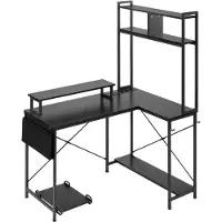 Vevor Bureau Gaming Angle Éclairage LED Bureau en L Réversible 1,2 m Table d'Ordinateur pour Télétravail