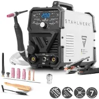 Stahlwerk Poste à souder sous protection gazeuse 2 en 1 combiné DC TIG 200 ST - fonction TIG & MMA (E-Hand) jusqu'à 200 A, pour acier, inox, cuivre, laiton, pas d'alu