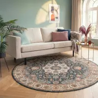 FRAAI Tapis rond vintage - Imagine Medallion Rustique | Ø 100 cm | Rond | Pile courte