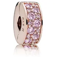 Pandora Agrafe Pavé Brillant Rose en Rose, (Argent 925, Perle)