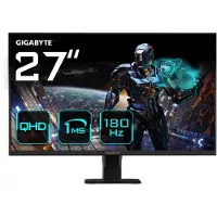 Gigabyte GS27QA Moniteur de jeu 27" QHD - 2560 x 1440, 180Hz, 1ms, 300 cd/m², FreeSync, HDR Ready, HDMI 2.0, DisplayPort 1.4