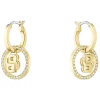 BOSS Boucles d’oreilles dorées à breloque à monogramme Double B