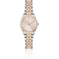 BOSS Montre deux tons élégante à cadran rose à motif soleil