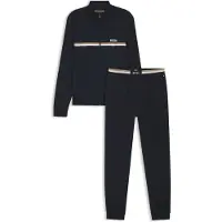 BOSS Ensemble de survêtement en coton stretch avec logo et bande emblématique