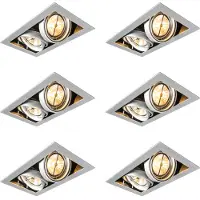 QAZQA Ensemble de 6 spots encastrables acier AR111 orientables 2 lumières - Oneon