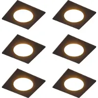 QAZQA Ensemble de 6 spots encastrables modernes noirs avec LED à intensité variable en 3 étapes IP65 - Simply