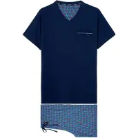 Hom Pyjama long ' Sleepwear Bellagio ' bleu marine / rose