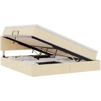 vidaXL Lit coffre LED avec matelas, couleur crème, 160 x 200 cm, tissu