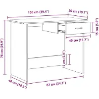 vidaXL Bureau vieux bois 100 x 50 x 76 cm Bois composite