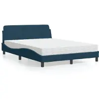 vidaXL Lit avec matelas "Dover" bleu 140x190 cm velours