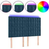 vidaXL Tête de lit LED bleu foncé 144x5x118/128 cm velours