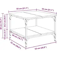 vidaXL Table basse Bois Ancien 55 x 55 x 40 cm Bois d'ingénierie