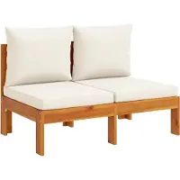 vidaXL Canapé de jardin sans accoudoirs avec coussins 2 places en bois massif d'acacia