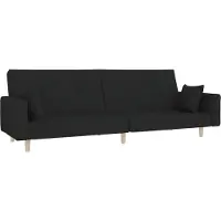 vidaXL Canapé-lit 2 places avec 2 coussins Tissu noir