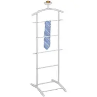 Idimex Valet De Chambre Atrix Chevalet De Nuit Portant Pour Vêtements, Struture En Métal Laqué Blanc