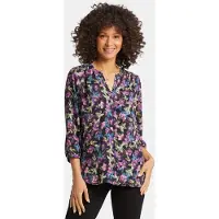 Nydj Chemisier Plissé Imprimé Floral | Midnight Plumes