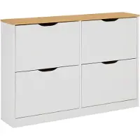 Idimex Meuble À Chaussures Basil Armoire Avec 2 X 2 Abattants Rangement Pour 24 Paires, En Pin Massif Lasuré Blanc Et Brun