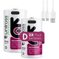 Uniross Rechargeable Lithium D USB-C 1.5V - PK2 (2 pcs, D, 5000 mAh)