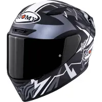 Suomy Track-1 Sam Lowes Replica 2025, casque intégral ,Mat Noir/Argent/Blanc ,L