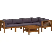 vidaXL Salon de jardin 6 pcs avec coussin Bois d'acacia solide