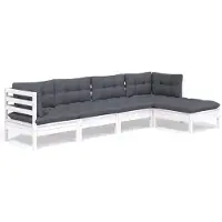vidaXL Ensemble salon de jardin 5 pièces avec coussins Pin blanc