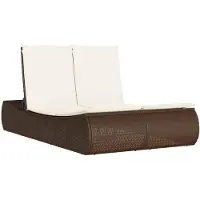 vidaXL Bain de soleil double avec coussins Marron Poly Rattan
