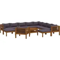 vidaXL Salon de jardin 12 pcs avec coussin Bois d'acacia solide