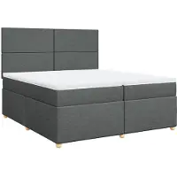 vidaXL Lit boxspring avec matelas gris foncé 200x200 cm Tissu