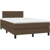 vidaXL Lit boxspring avec matelas brun foncé 120x190 cm Tissu