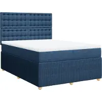 vidaXL Lit boxspring avec matelas bleu 160x200 cm Tissu