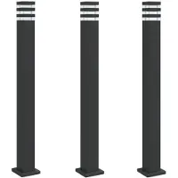 vidaXL Lampes d'allée avec prise de courant 3 pcs. noir 110 cm aluminium